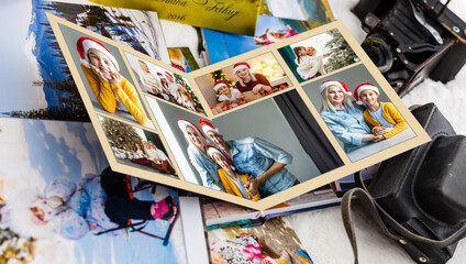 Fototapeta na wymiar photo book with christmas photos