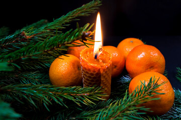 Fototapeta na wymiar Christmas or New Year's candle