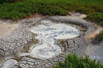 Boiled clay thermal cater in Uzon - a volcanic caldera, Kamchatka Peninsula, Russia