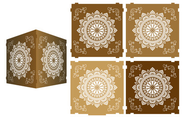  Mandala pattened box. Ethnic decorative elements. laser cut box  template. jewelry box digital template vector laser files. Laser pattern vector files for laser cut. 