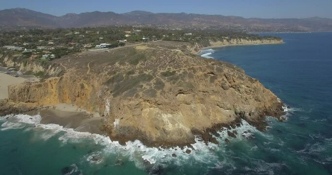 Aerials Malibu Paradise Cove Beach, California Rocky Coastline Zuma beach
