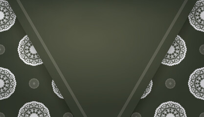 Dark green background with vintage white pattern and space for your logo or text