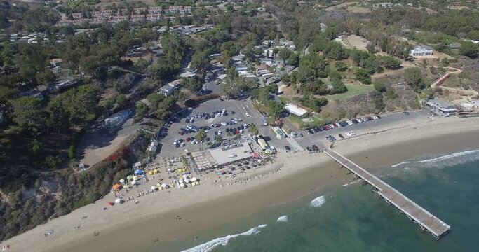 Aerials Malibu Paradise Cove Beach, California Rocky Coastline Zuma beach
