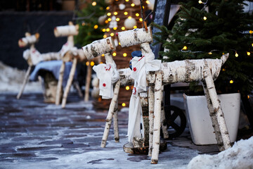 Birch Decorative Reindeer. Outdoor christmas decorations