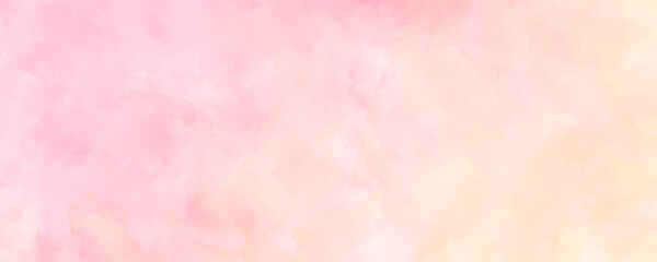 Vector watercolor texture. Hand drawn pink and yellow abstract illustration for baby background, cover, interior decor and other users. Brush strokes. Fun kids Christmas backdrop for design. Blank.