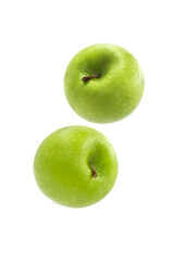 Flying fresh green apple fruit 