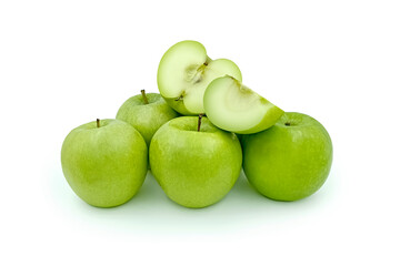 Front view juicy green apple fresh fruit on white surface fruit tree summer vitamine