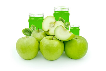 Green apple jam product ad isolated on white background
