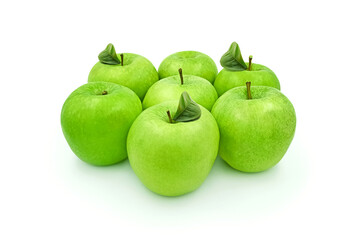 juicy Green fresh apples isolated on white