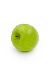 One fresh green apple isolated on white background