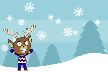 Fototapeta premium funny reindeer character cartoon christmas background illustration in vector format