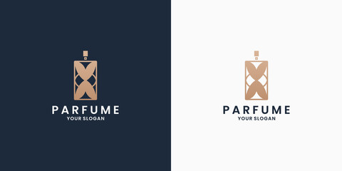luxury perfume bottle logo design with flower
