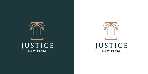 justice lawyer pillar logo design monogram