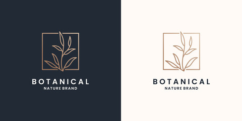 hand drawn botanical logo design template