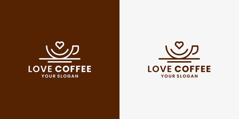 love coffee logo design. love with coffee cup combination logo design