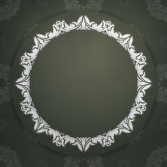 Dark green brochure with abstract white ornament for your congratulations.