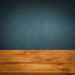 The background is blank wooden boards and a textured plastered wall with lighting and vignetting.