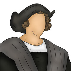 Christopher Columbus portrait illustration, to celebrate columbus day