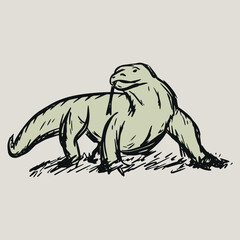 komodo dragon hand drawn, editable vector file for your brand, logo, icon, or all of your graphic needs.