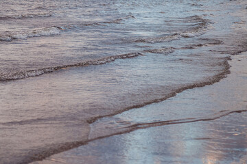 Atmospheric scenery Dramatic Baltic sea, waves and water splashes on breakwaters