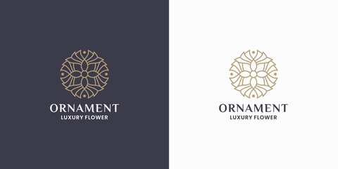 monogram flower ornament logo design for branding identity