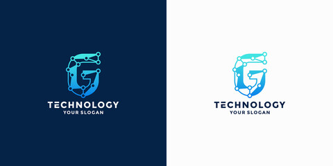 letter G tech logo design with gradient color
