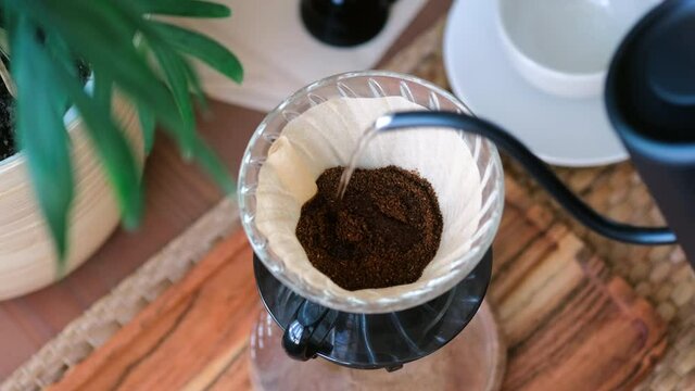Alternative coffee brewing method, using pour over dripper and paper filter.	