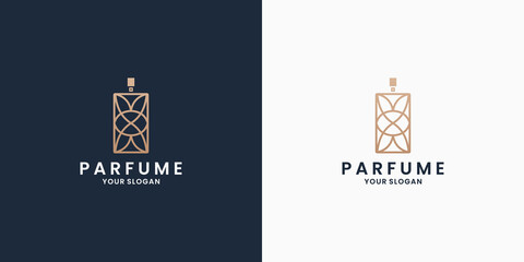 perfume with flower combine logo. luxury perfume logo design