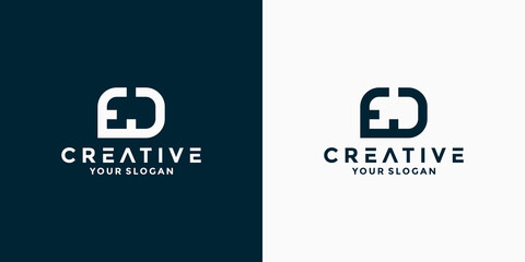 abstract letter E D logo design inspiration