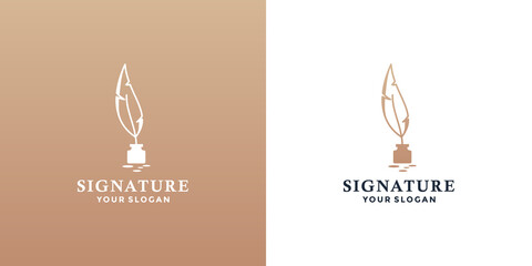 luxury classic stationery logo design. feather pen logo template - obrazy, fototapety, plakaty