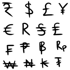 hand drawn doodle of currency symbol