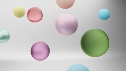 Illustration of floating spheres made out of different materials