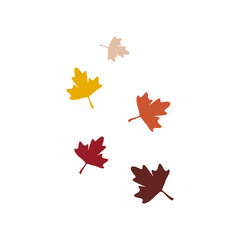 Autumnal leaves falling. Isolated background. For greeting card, banner and poster design. Vector illustration, flat design