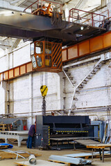 Large commercial production manufacture. Big metal factory construction.