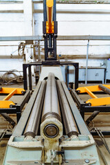 Metal factoy big industrial equipment. Indoor commercial large construction.