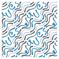 Seamless pattern of waves with blunt ends and the inscription waves. Design for backdrops with sea, rivers or water texture.