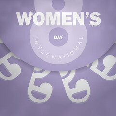 Flyer 8 march international womens day purple color with winter white pattern