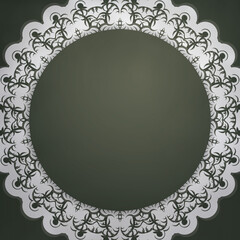 Flyer in dark green color with a mandala with a white pattern for your congratulations.