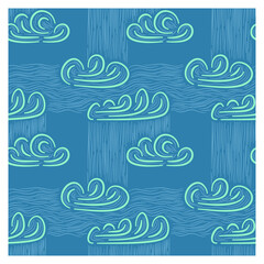 Abstract seamless pattern of rainy windy clouds. Figure for textiles.