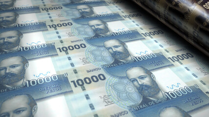 Chile Pesos money banknotes pack 3d illustration