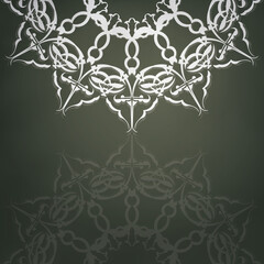 Greeting Brochure in dark green color with vintage white pattern for your design.