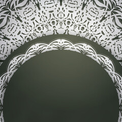 Greeting card in dark green color with Indian white pattern for your congratulations.