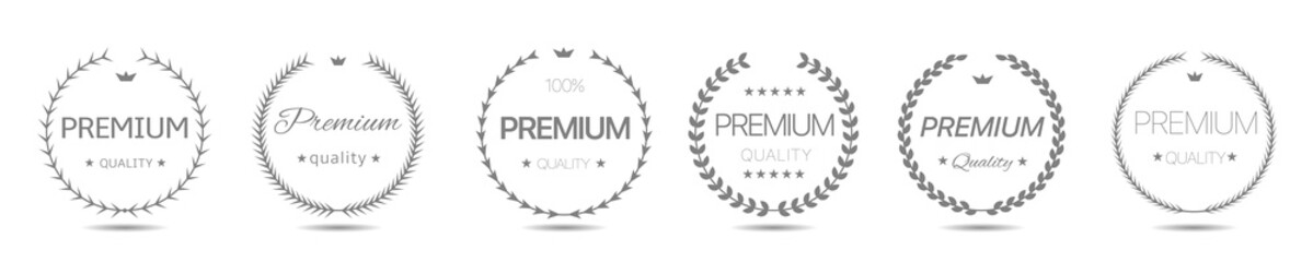 Premium quality grey laurel wreath label set