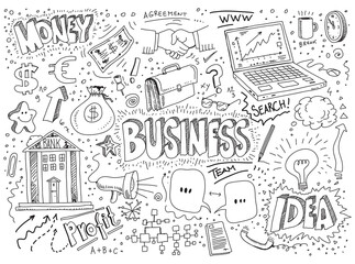 Business money hand drawn vector doodles