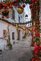 Christmas atmosphere in the little town Locorotondo in Puglia, Italy