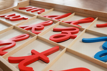 Montessori movable alphabet.