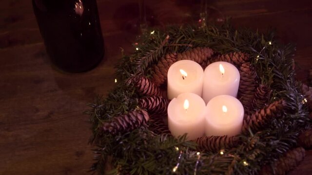 Christmas tree wreath. Fourth Advent. Christmas video.