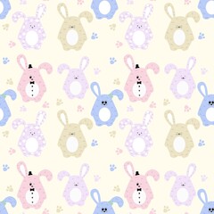 Seamless Pattern with funny bunnies. Design for children's clothing, fabric and other items.