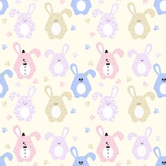 Seamless Pattern with funny bunnies. Design for children's clothing, fabric and other items.