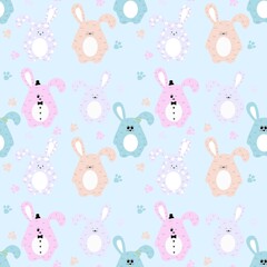 Seamless Pattern with funny bunnies. Design for children's clothing, fabric and other items.